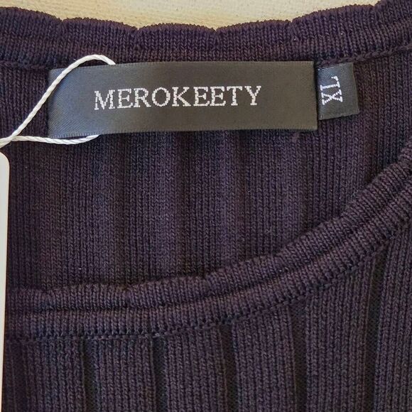 NWT Merokeety Womens Knit Sleeveless Fit And Flare Sweater Dress Black XL - Picture 3 of 13